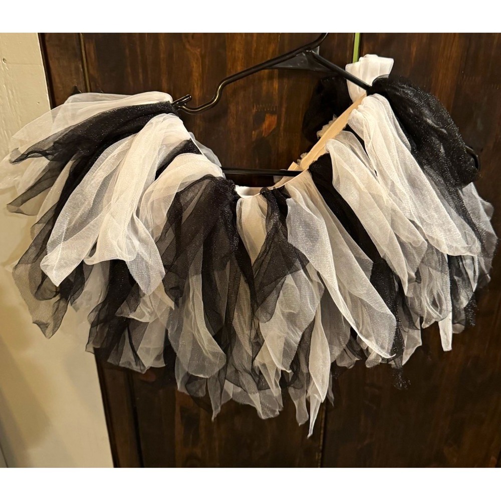 Spirit Black & White Tulle Tutu Skirt One Size Elastic Stretch Halloween